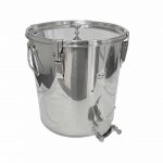 Abfüllkübel 25 kg aus Edelstahl mit 4 Spannverschlüssen