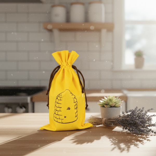 ApiSina® Honigglasbeutel gelb „Bienenkorb“