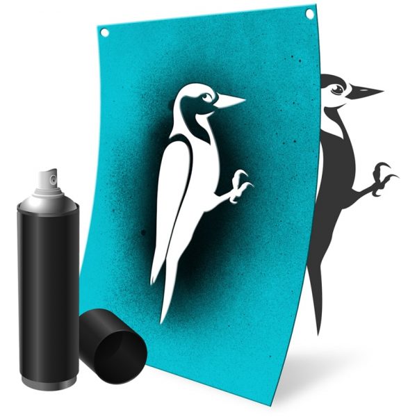 ApiSina® Mal/Sprüh-Schablone "Woodpecker"