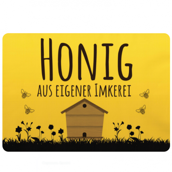 ApiSina® Werbeaufkleber „Bienenhaus auf Wiese gelb“