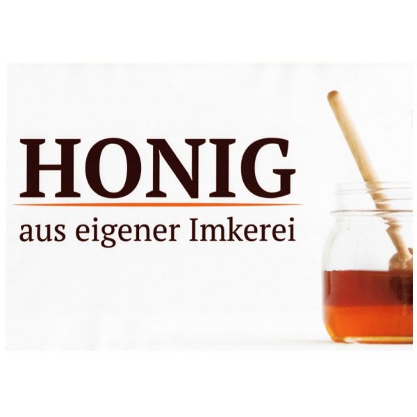 ApiSina® Werbeaufkleber „Glas mit Honignehmer weiß“