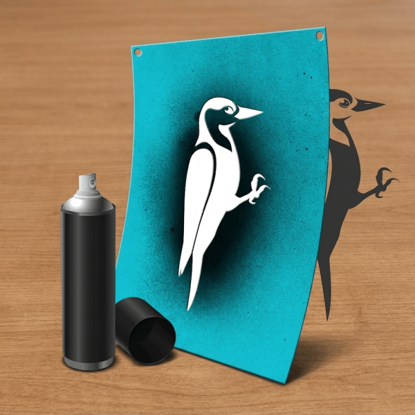 ApiSina® Mal/Sprüh-Schablone "Woodpecker"
