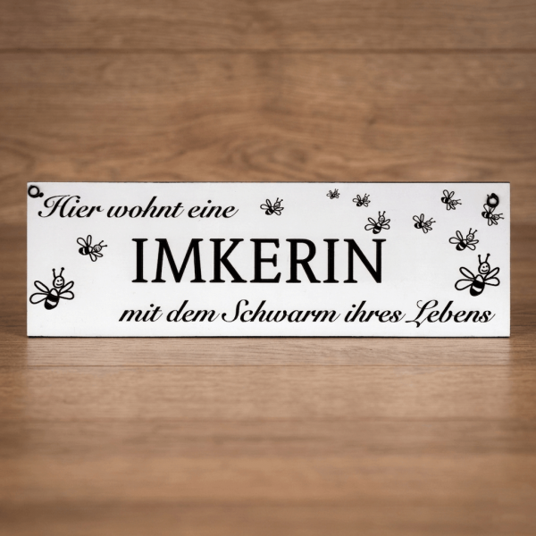 Dekoschild „Imkerin mit Schwarm“